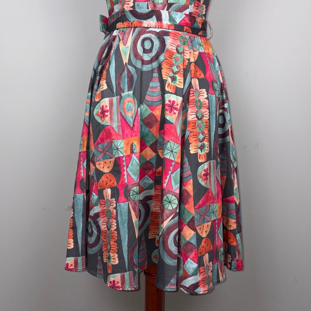 Miss Lulo Jani Modernist Art Vintage/Retro Inspired Dress SZ S - Picture 8 of 13